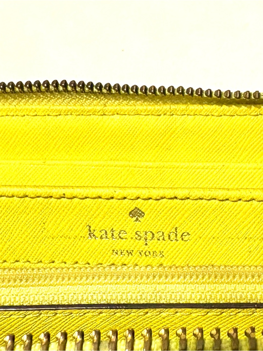 kate spade Neon Yellow Saffiano Wallet with Metal Logo - Picture 2 of 3